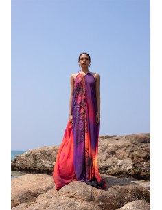 Printed draped long dress